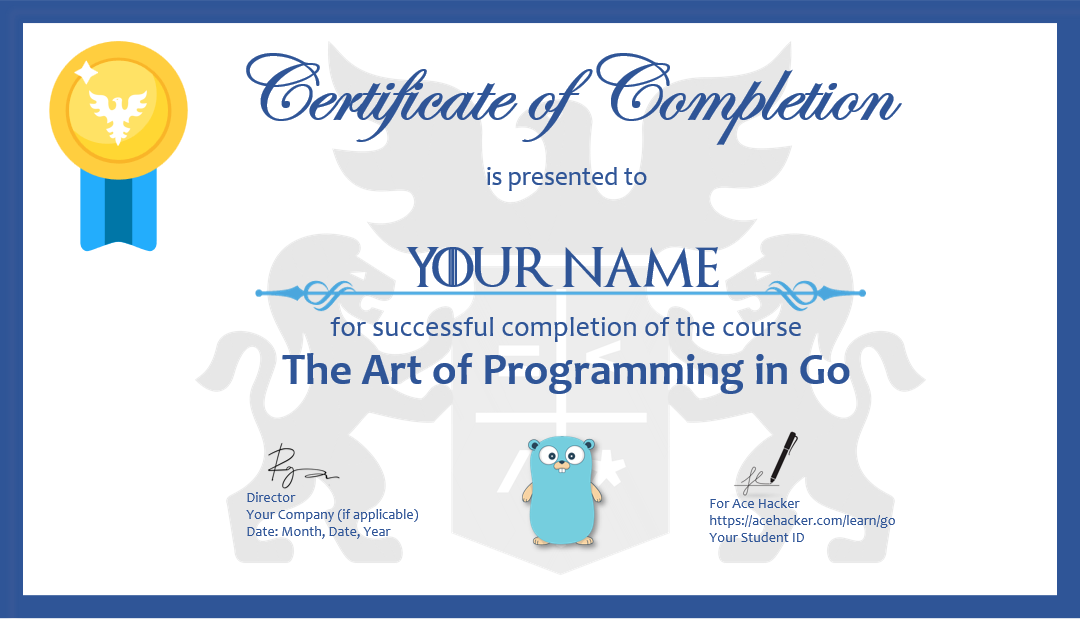 Certificate of Completion in Go Programming